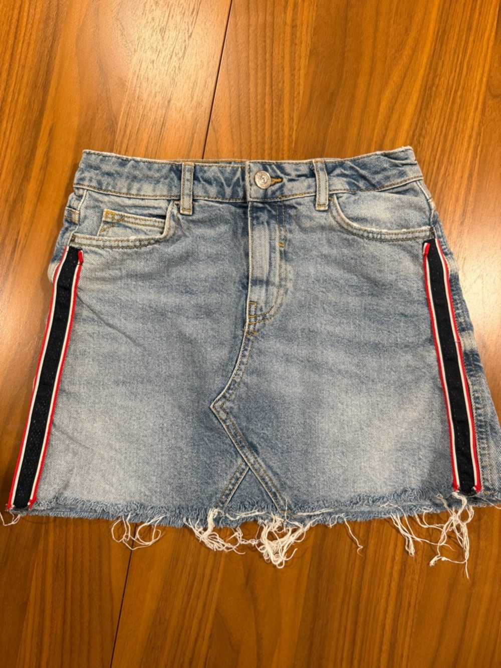 Zara Track Stripe Jean Skirt